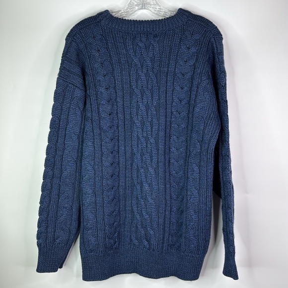 Woolovers Blue Wool Fisherman Sweater Size Medium - Picture 4 of 9